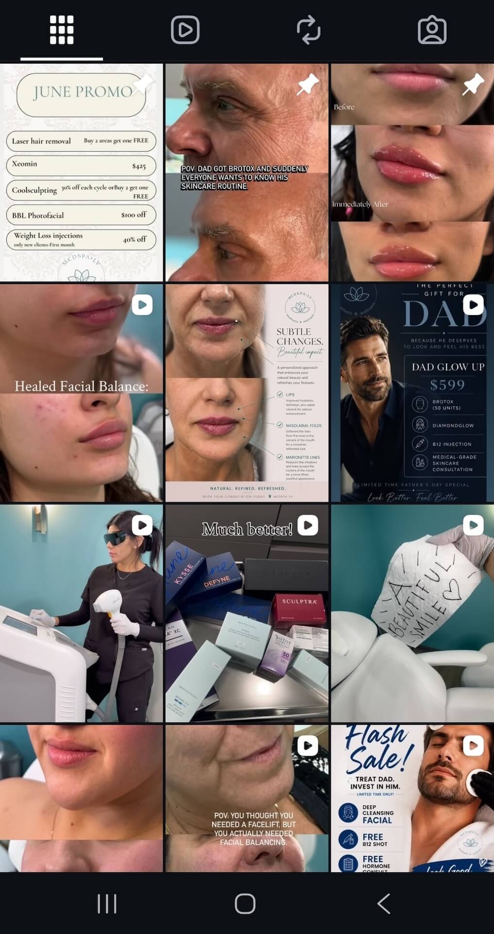 Typical Med Spa Instagram Feed